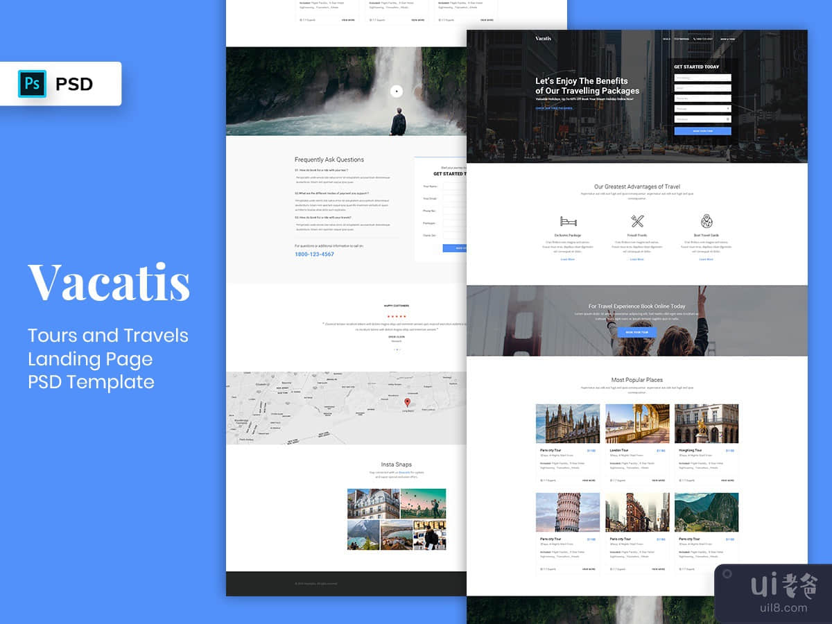 Tour & Travels Landing Page PSD Template