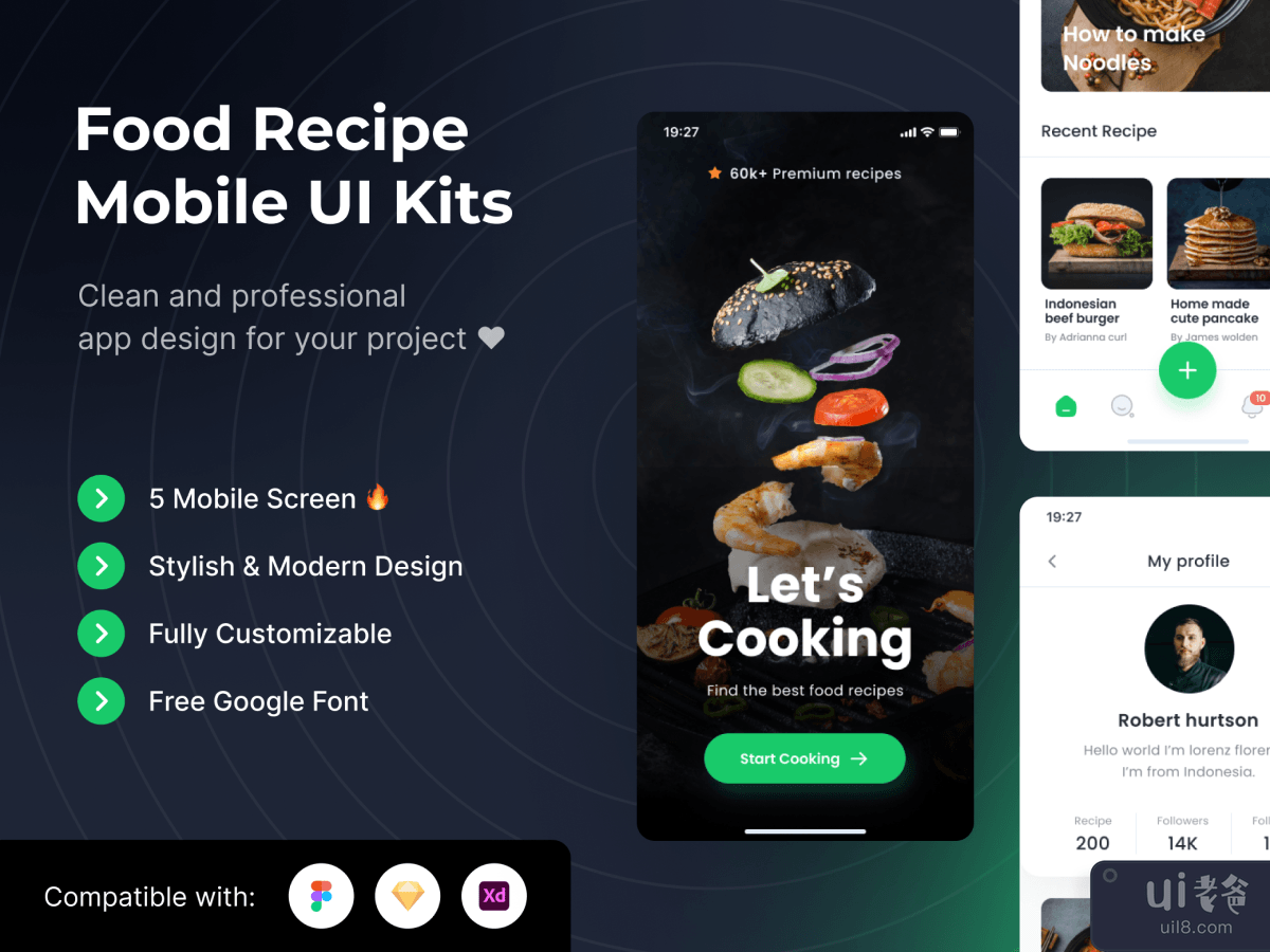 Food Recipe Mobile UI Kits Template