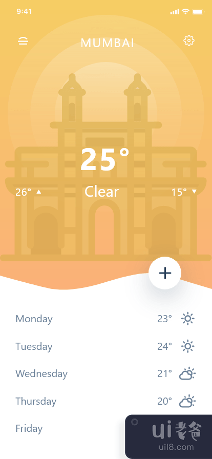 天气应用程序设计用户界面(Weather App Design UI)插图1