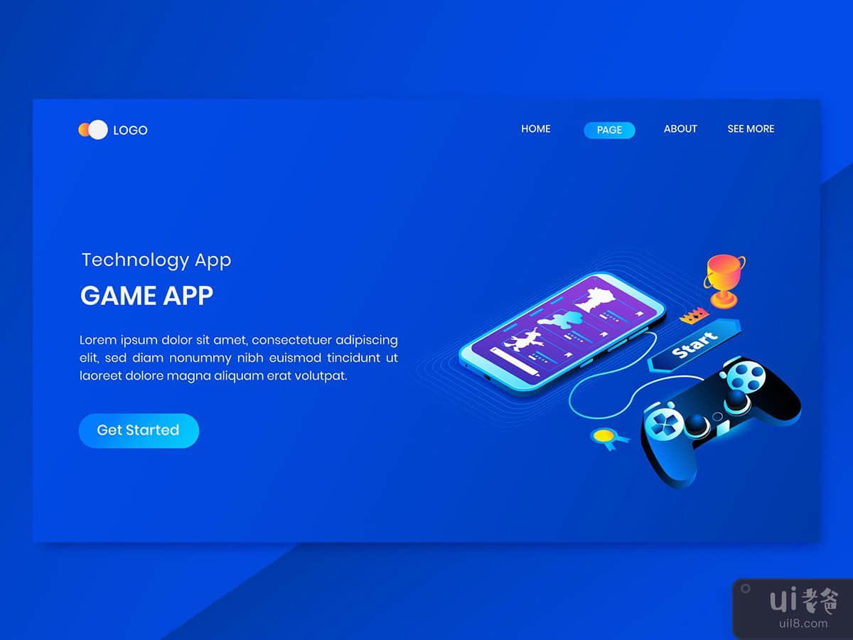 Gamming App Isometric Concept Landing Page