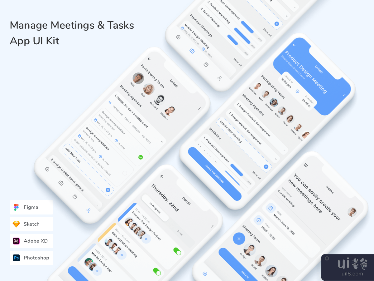 Manage Meetings & Tasks App UI Kit