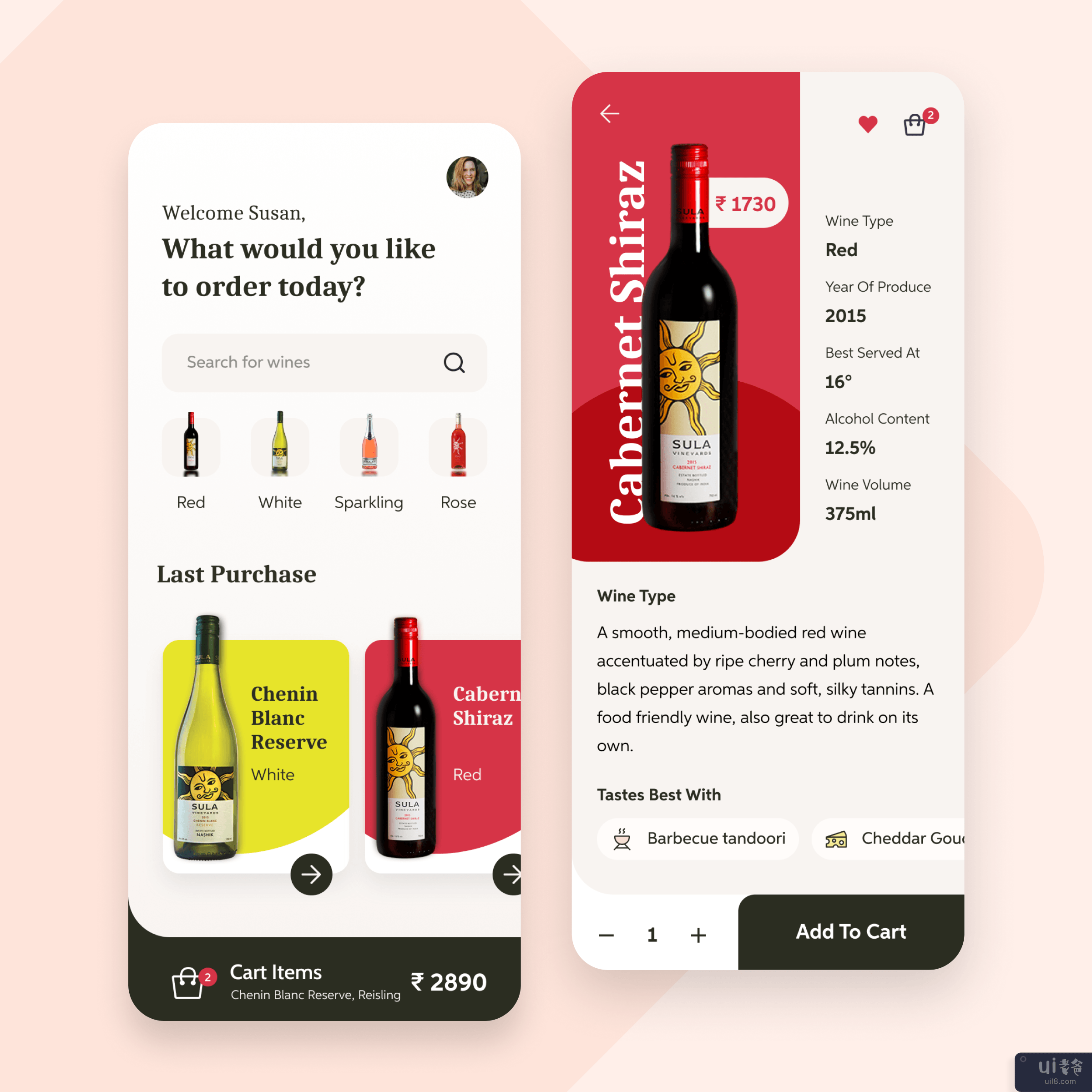 Wine 电子商务应用概念(WIne ecommerce app concept)插图1