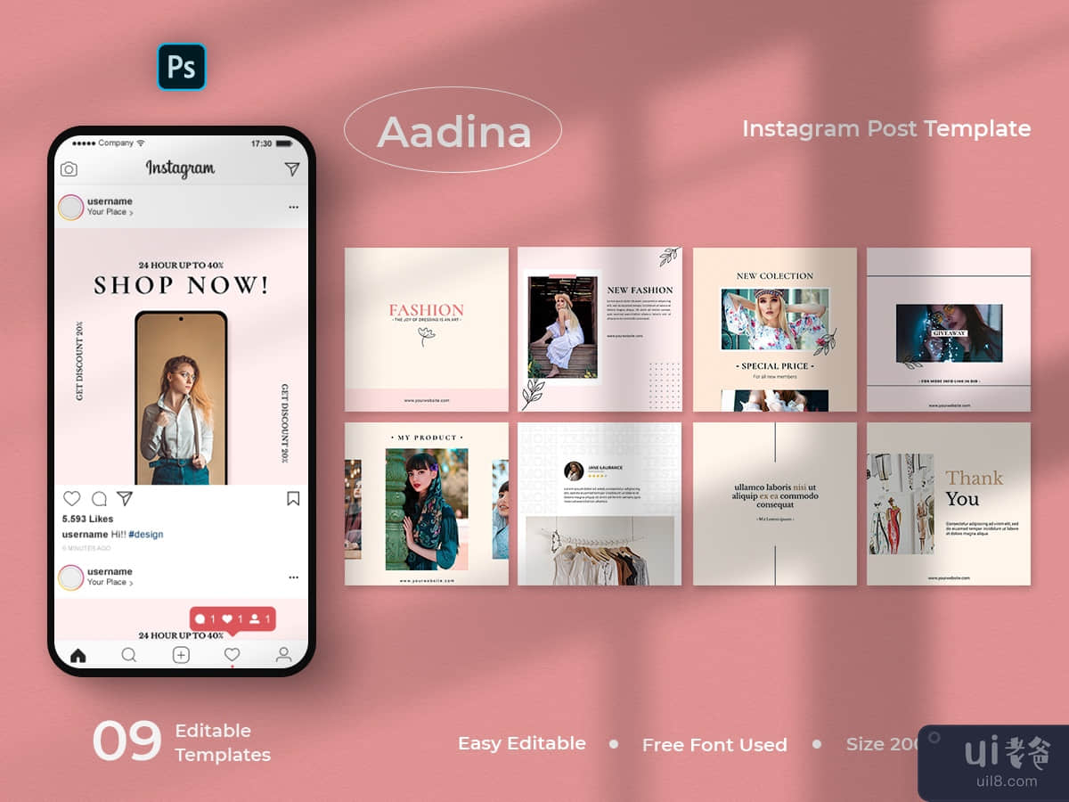 Aadina - Fashion Social Media Post Template