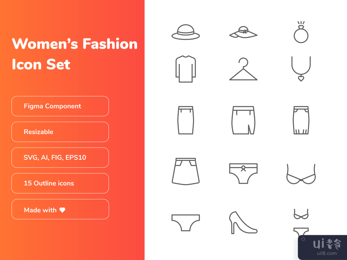 Women's Fashion Line Icon set