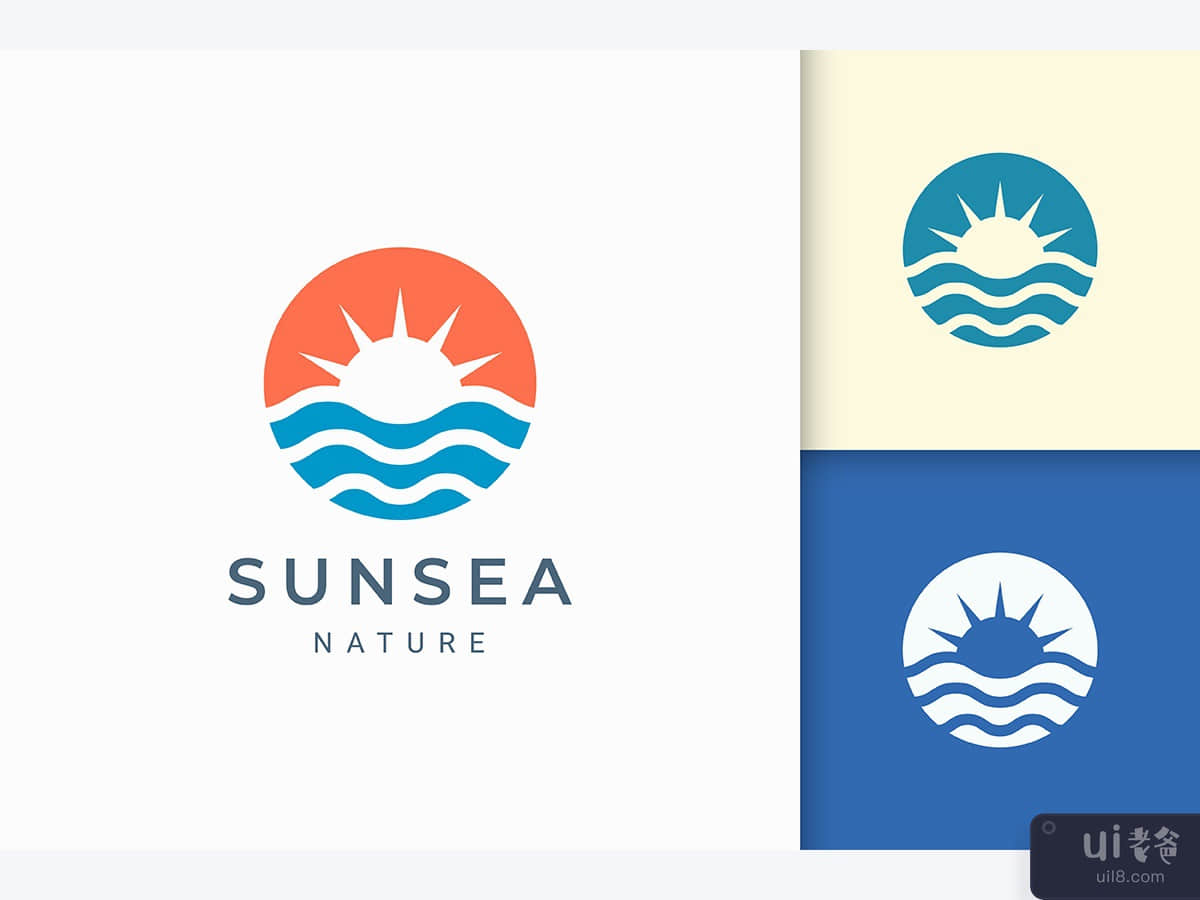 Abstract Sun and Ocean Logo Template