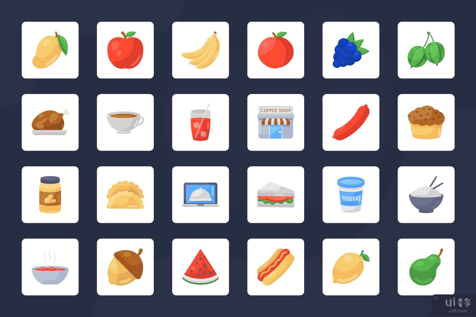食物平面图标包(Pack of Food Flat Icons)插图3