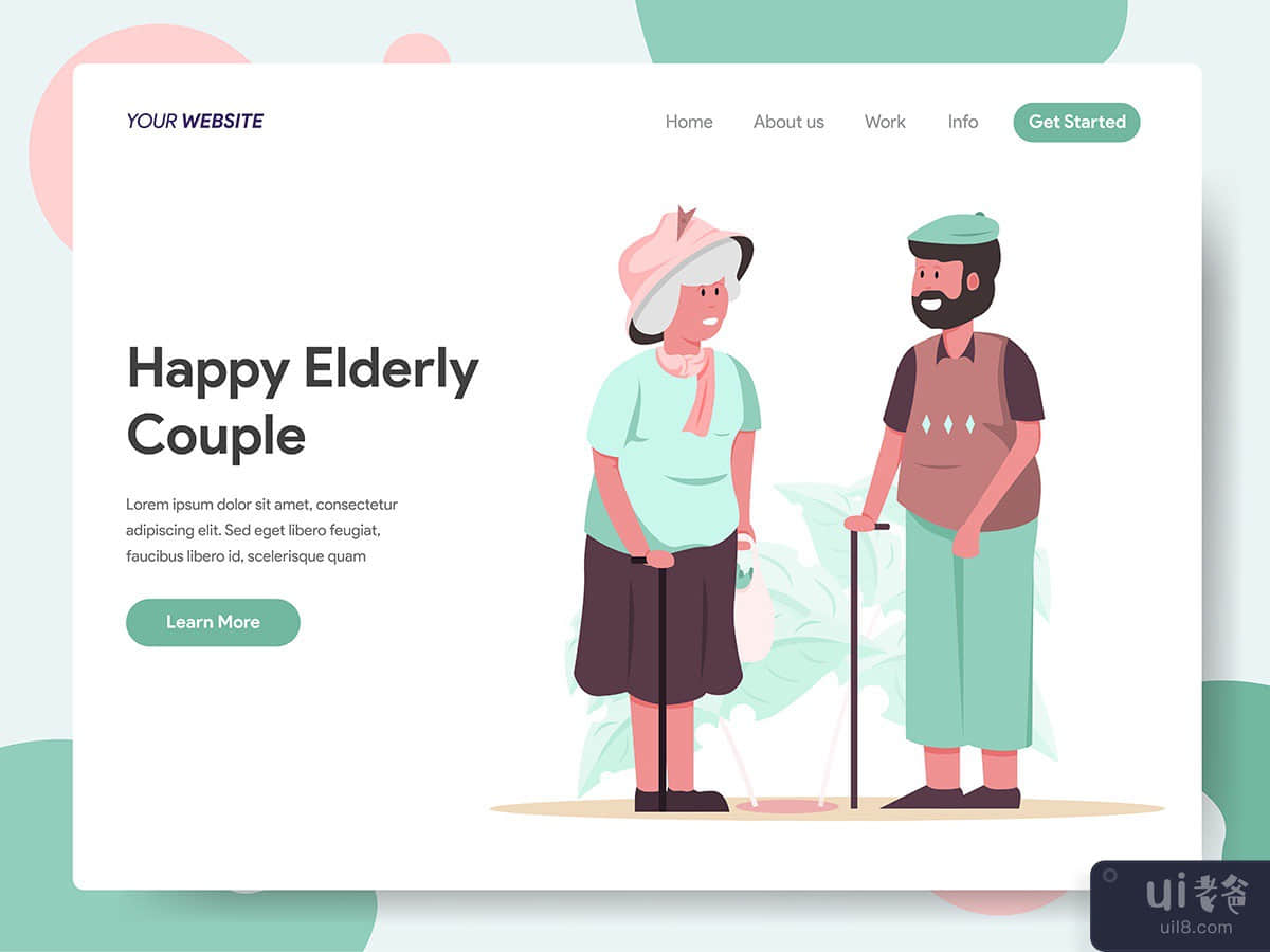 Happy Elderly Couple Illustration