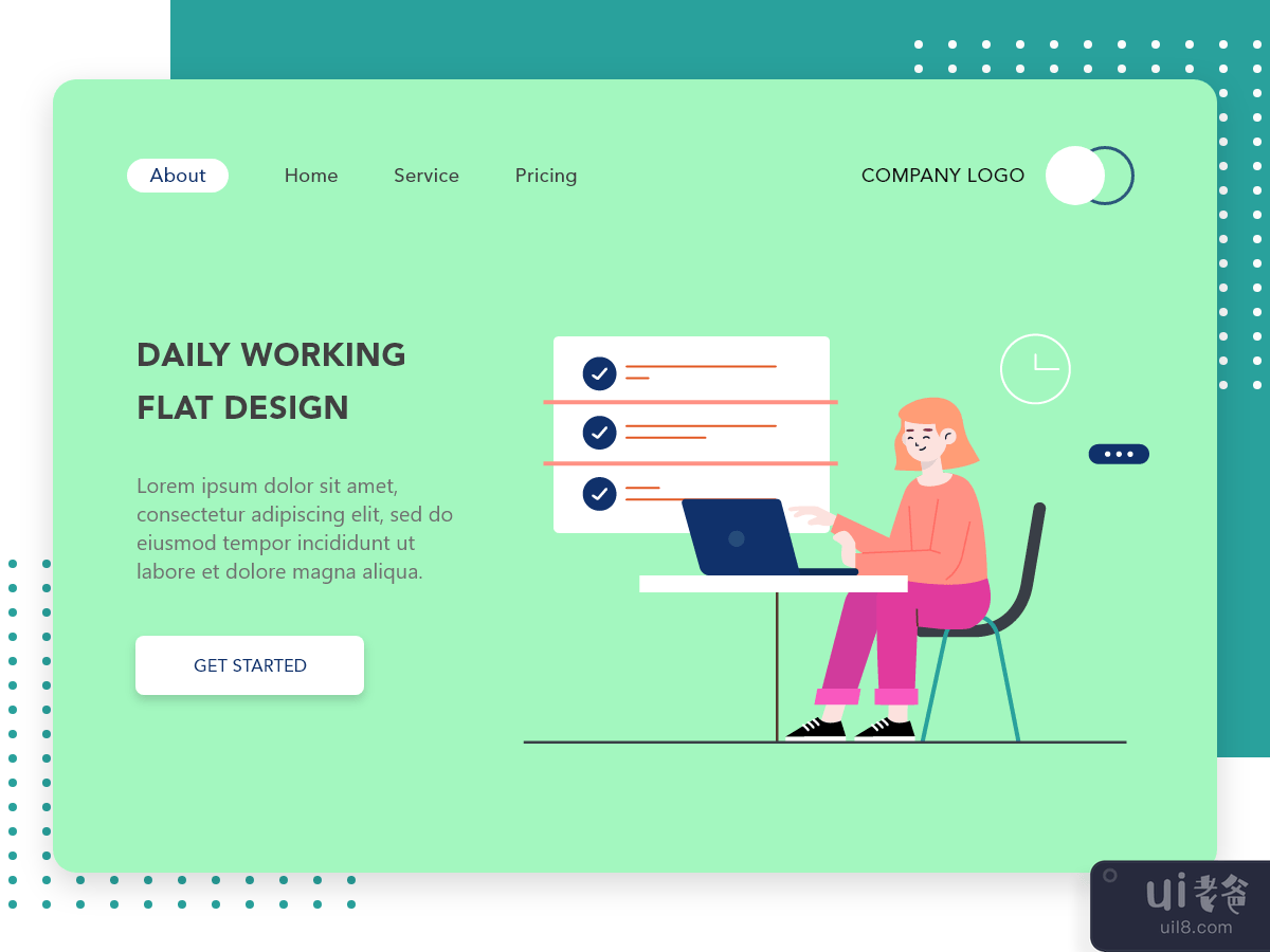 Daily Working flat design concept for Landing page