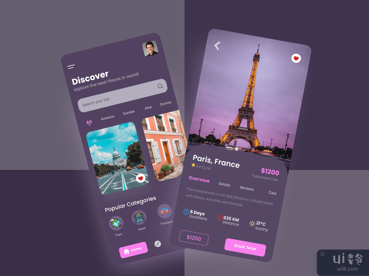 Travel agency - App ui