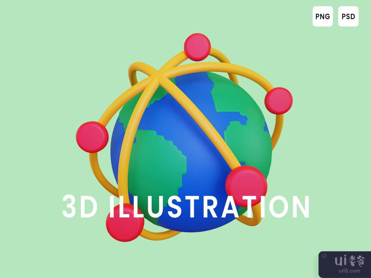Global connection 3D Illustration