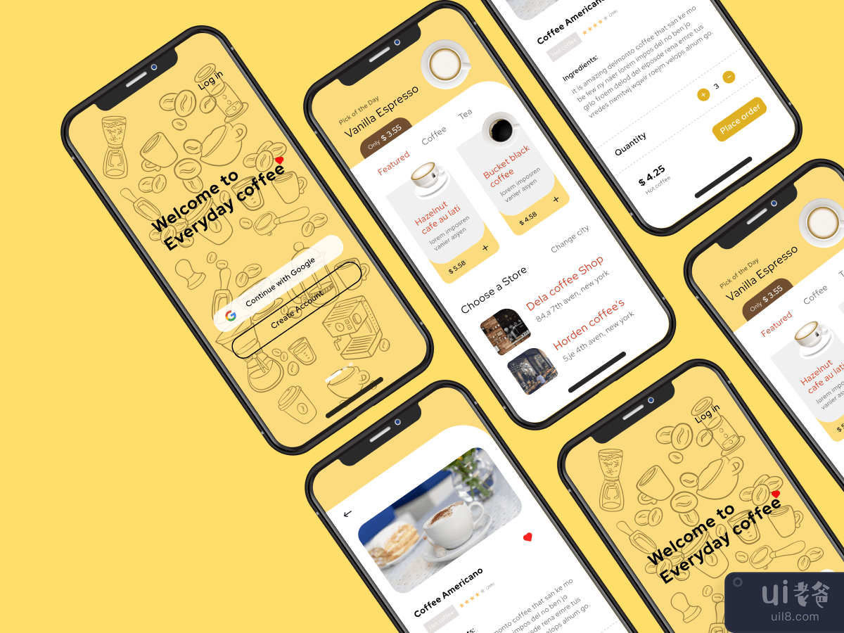 咖啡店应用程序设计理念(Coffee shop app design concept)插图