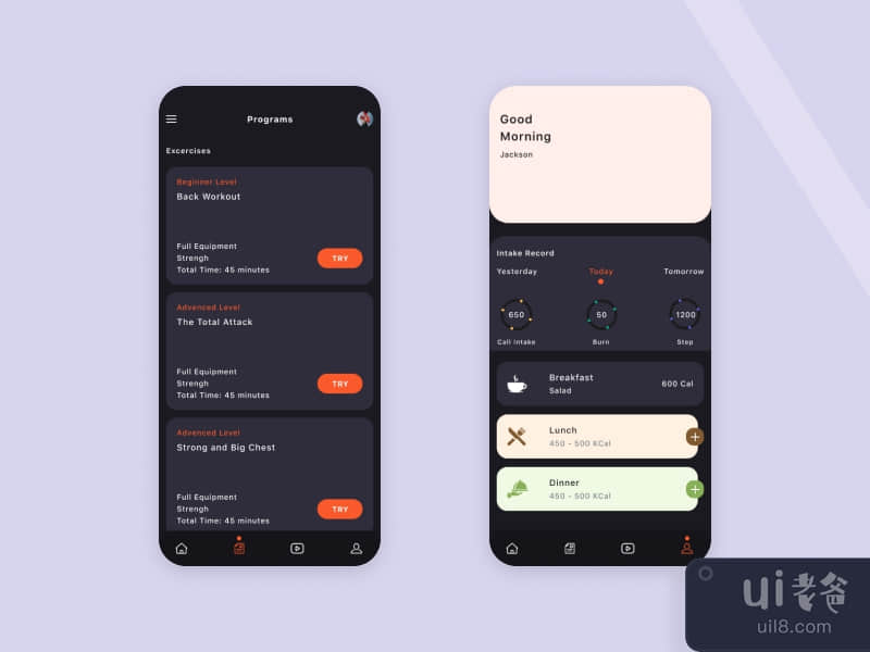 健身和锻炼应用程序设计(Fitness & Workout App Design)插图