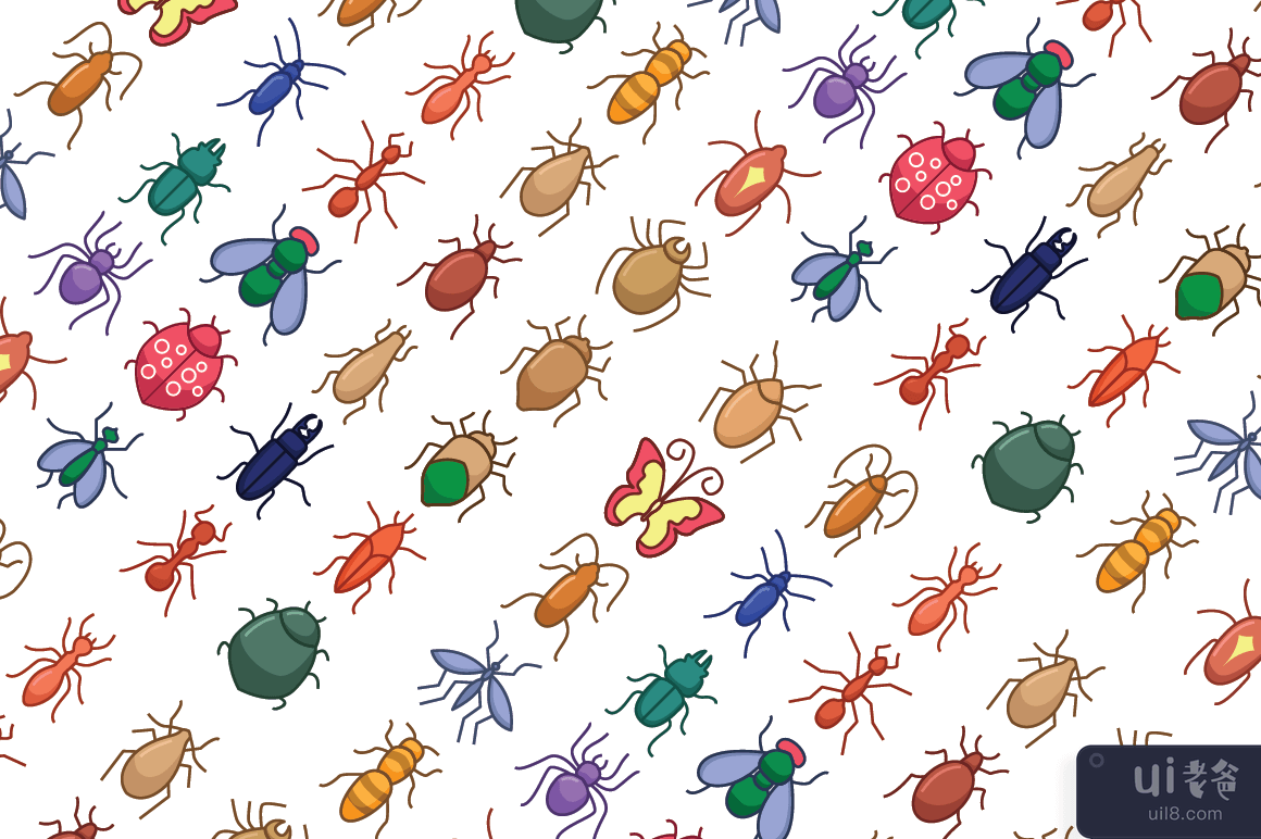 Bug 昆虫图标集矢量(Bugs insect icon set vector)插图