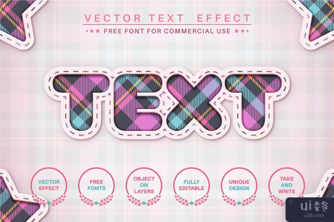 格子呢工艺 - 可编辑的文本效果、字体样式(Tartan craft - editable text effect, font style)插图2