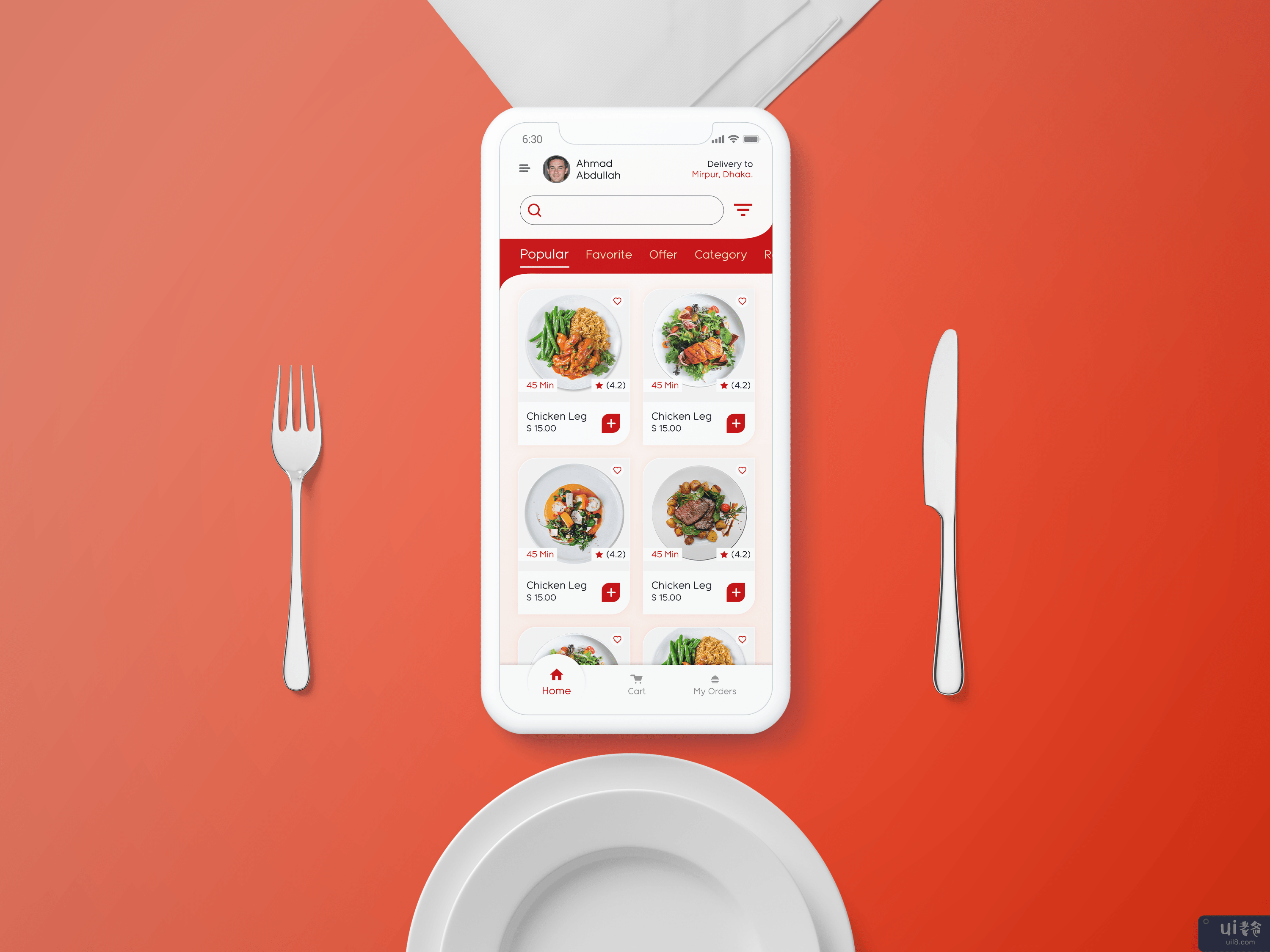 外卖APP UI设计|主屏幕(Food Delivery App UI Design | Home Screen)插图2