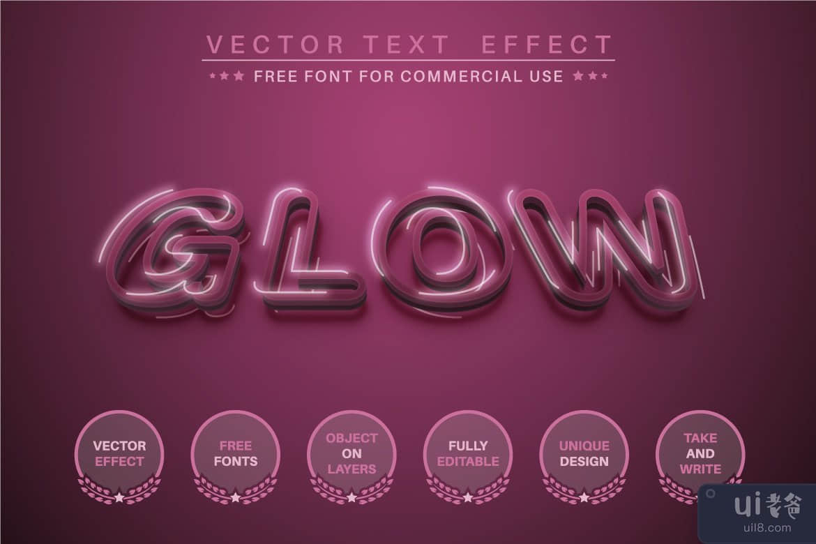 粉红色 - 可编辑的文本效果、字体样式(Pink - editable text effect, font style)插图