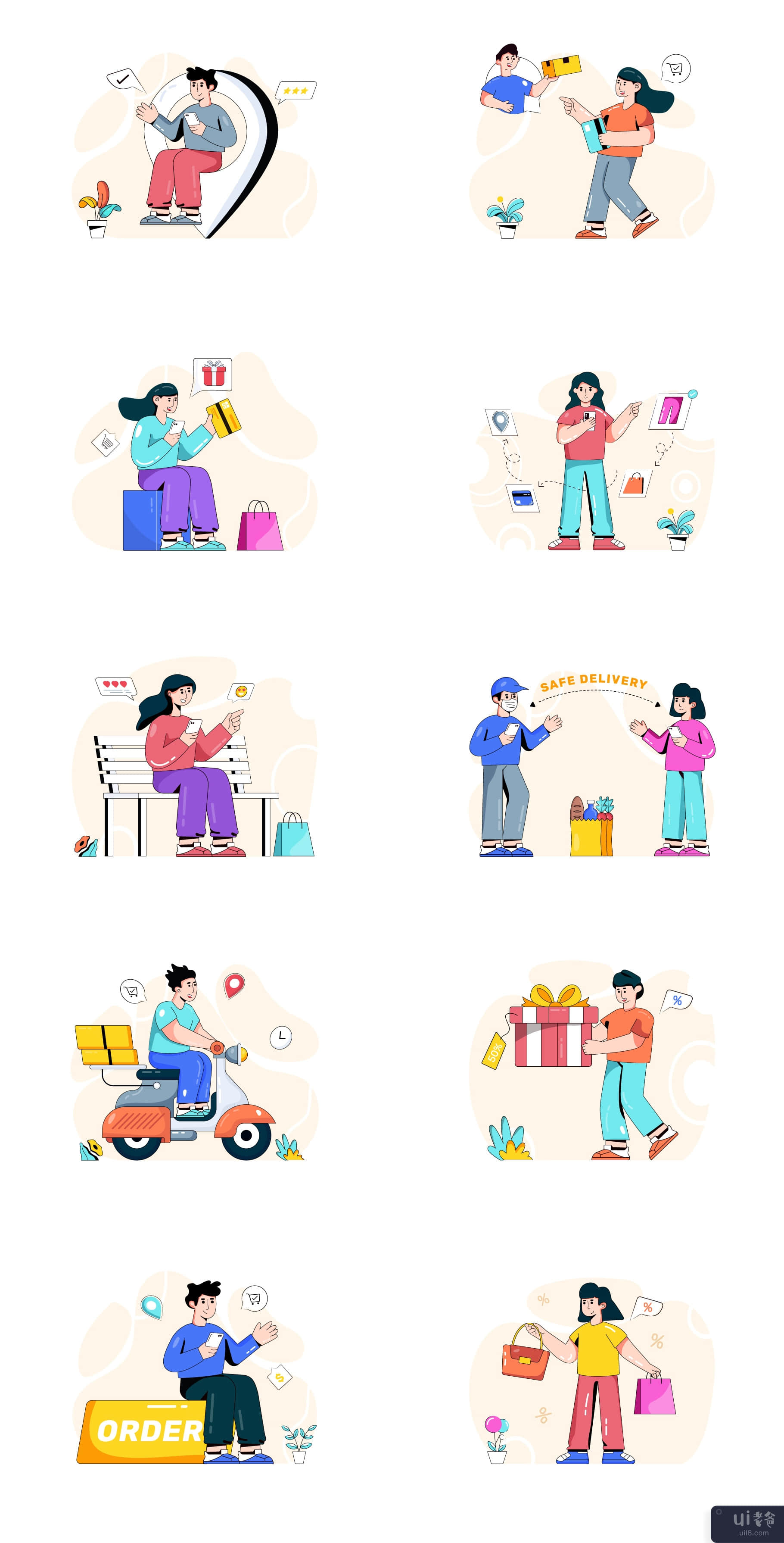 30 在线购物矢量插图(30 Online Shopping vector Illustrations)插图
