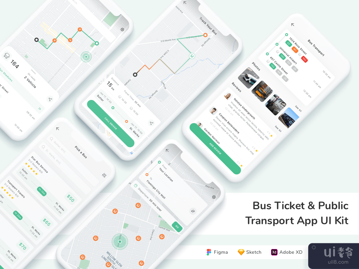 Bus Ticket & Public Transport App UI Kit