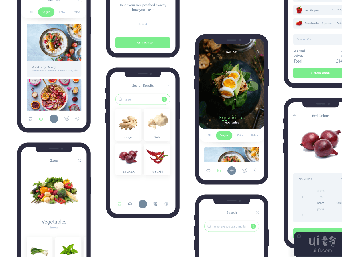 Fresh Vegetables Mobile & Web XD UI Kit