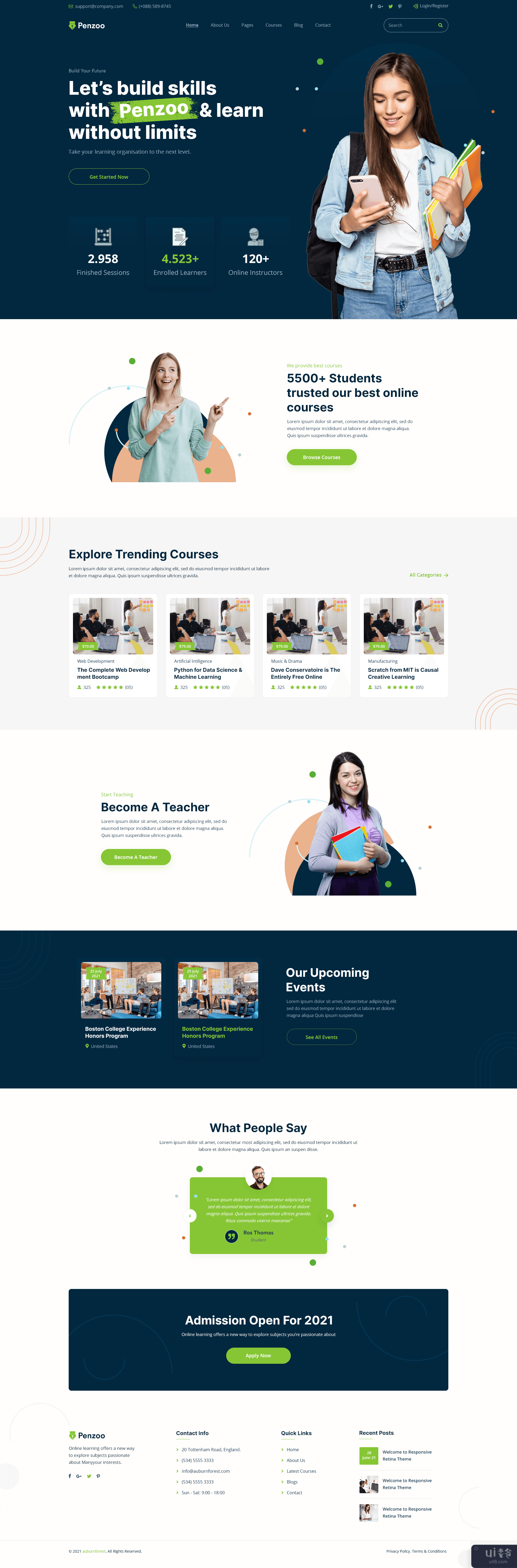 Penzoo - 在线课程登陆页面模板(Penzoo - Online course landing page template)插图