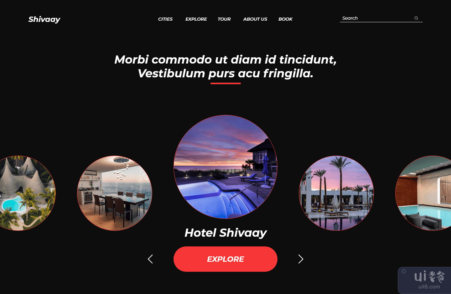 酒店网页登陆页面黑暗(Hotel Web Landing Page Dark)插图