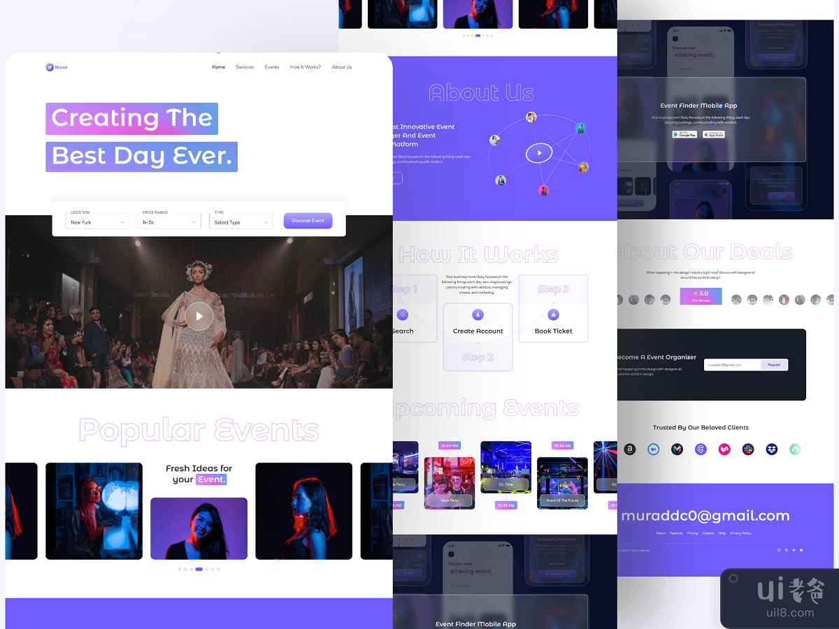 Event finder landing page