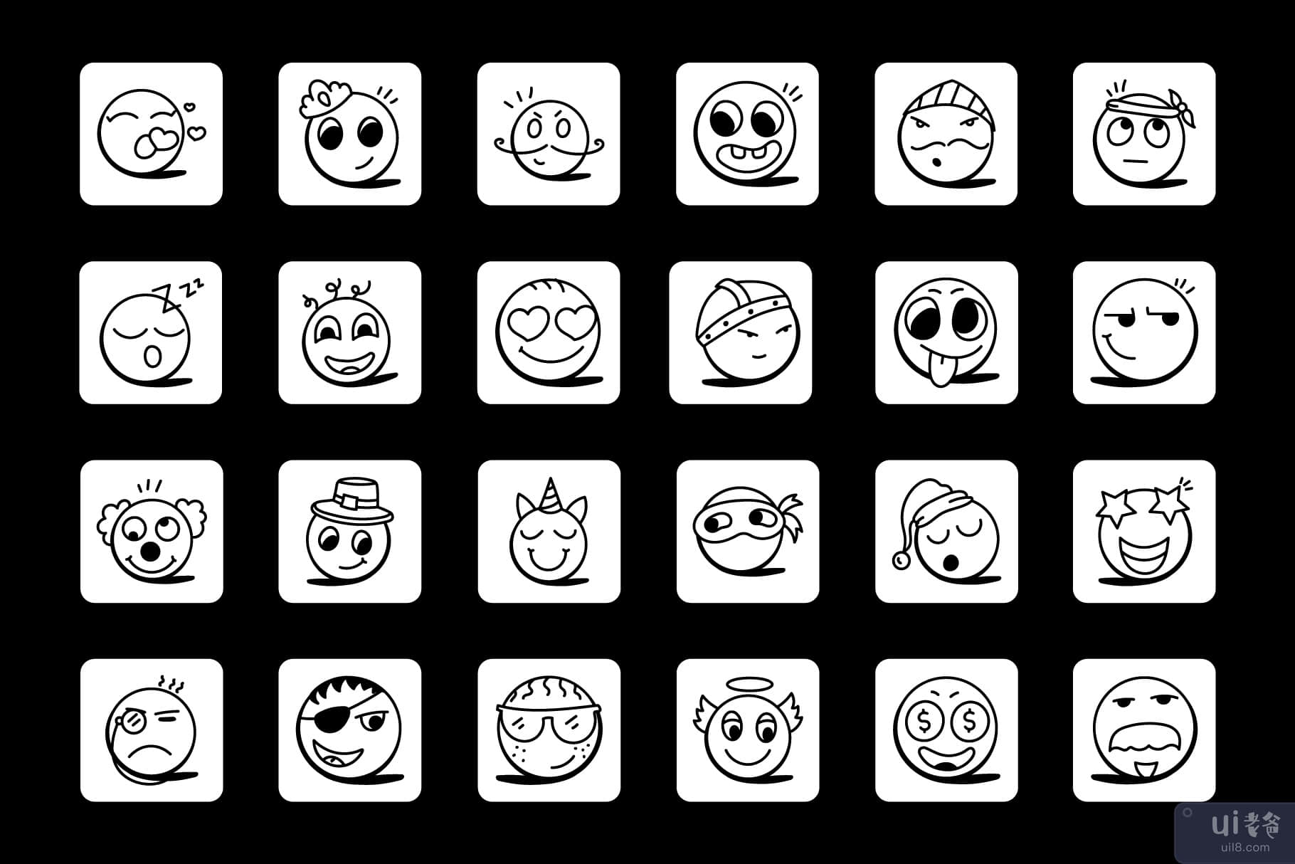 笑脸和表情符号图标的集合(Collection of Smileys and Emoji Icons)插图6