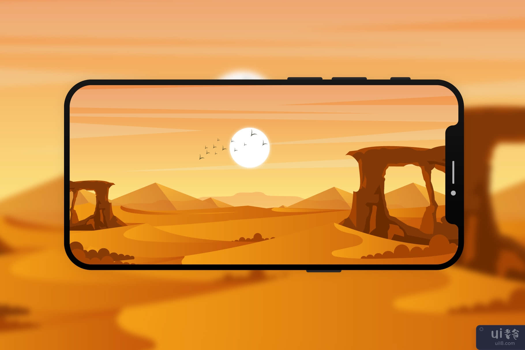 15 个沙漠背景插图(15 Desert Backgrounds Illustrations)插图5