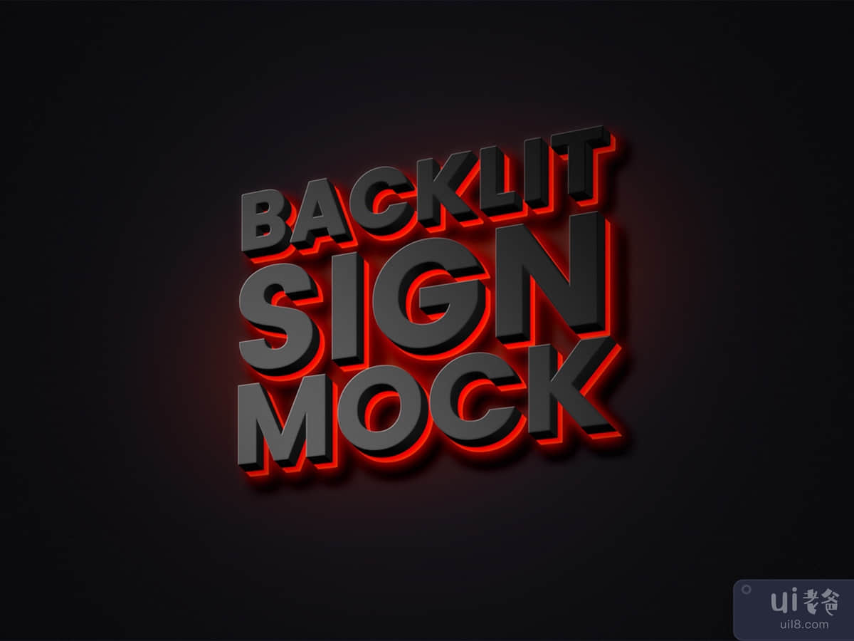 背光标志样机(Backlit Sign Mockup)插图