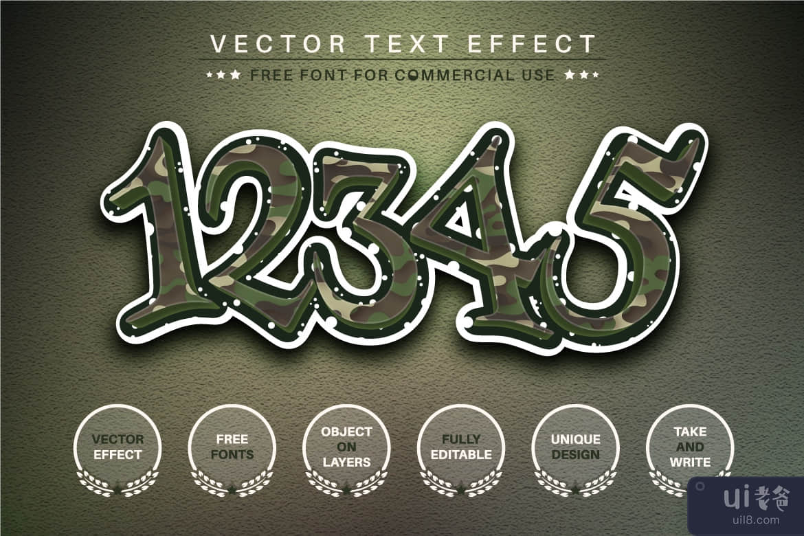 战争 - 可编辑的文字效果，字体样式(War - Editable Text Effect, Font Style)插图1