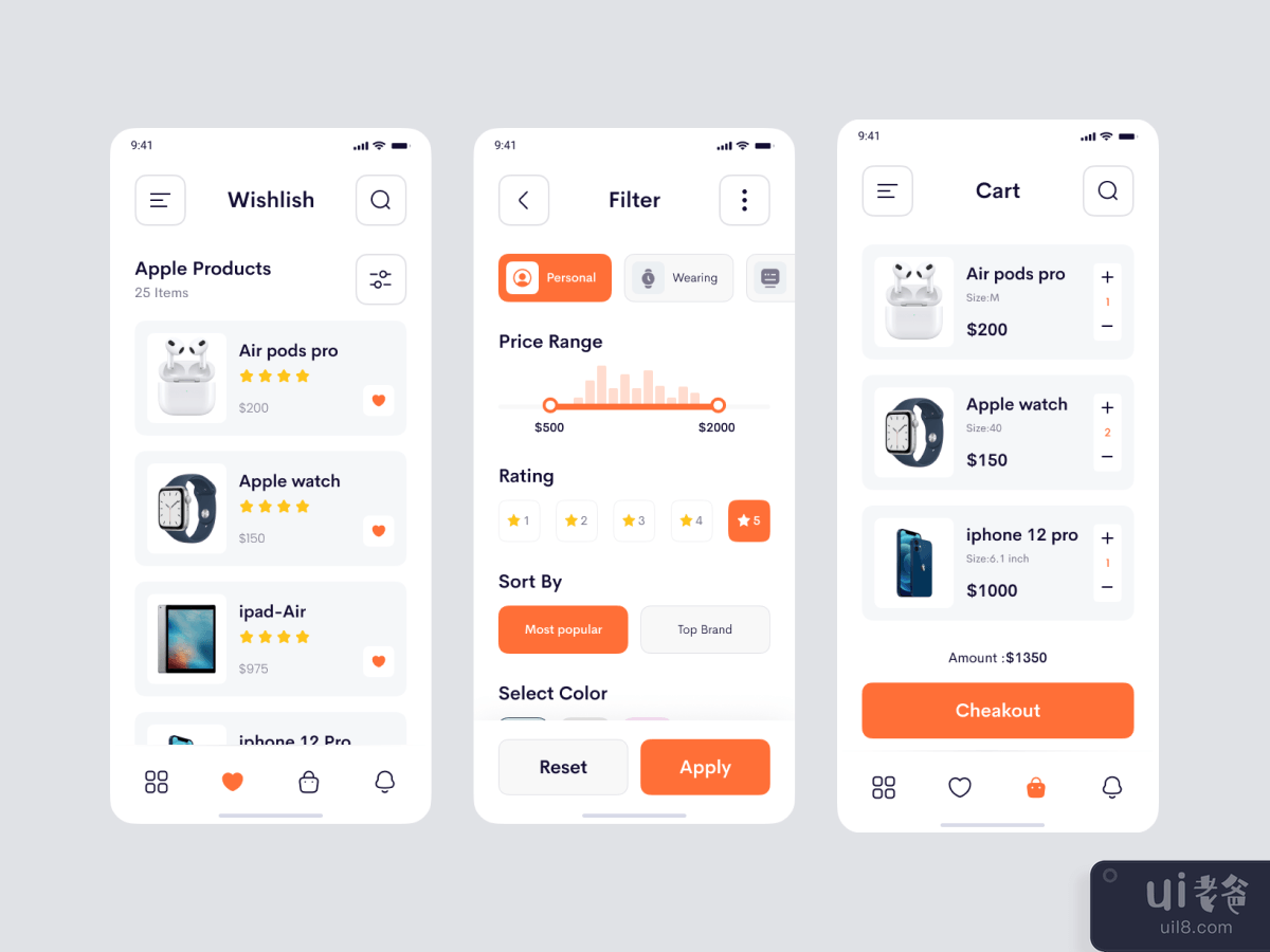 在线商店移动应用程序 UI 套件(Online Store Mobile App UI Kit)插图1