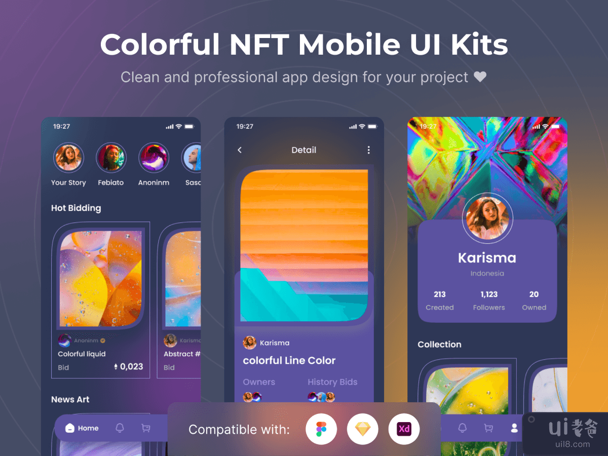 Colorful NFT Mobile UI Kits Template