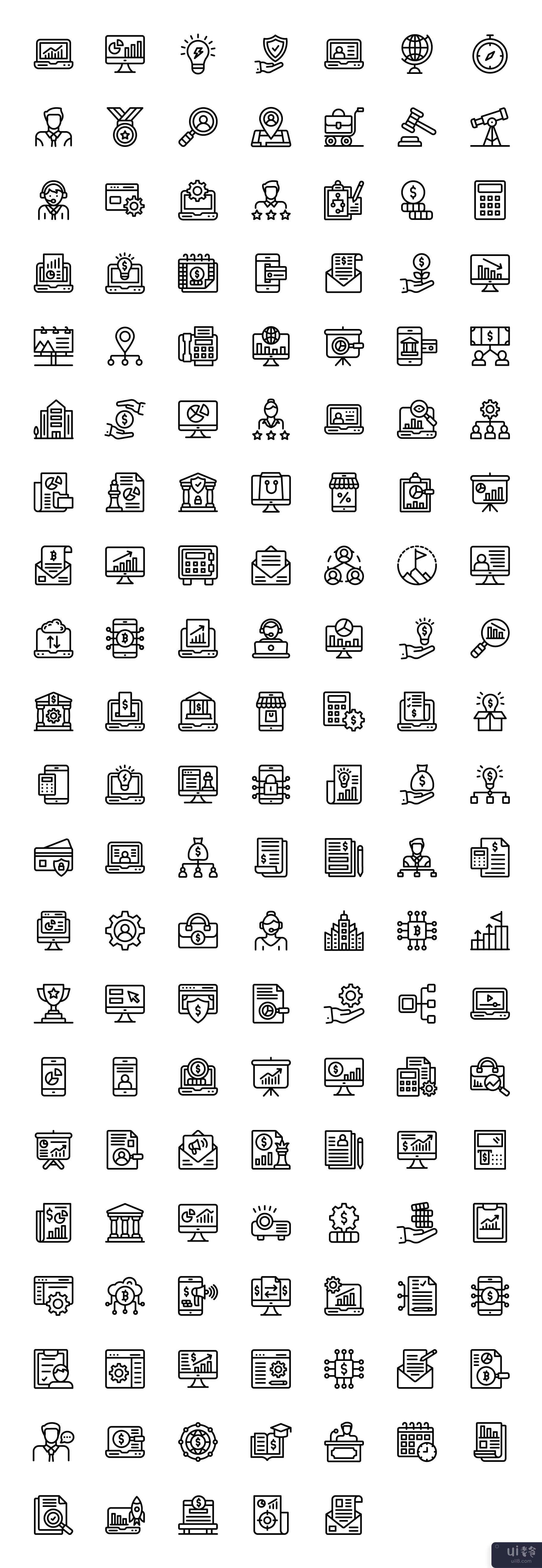 145 业务线性图标(145 Business Linear Icons)插图