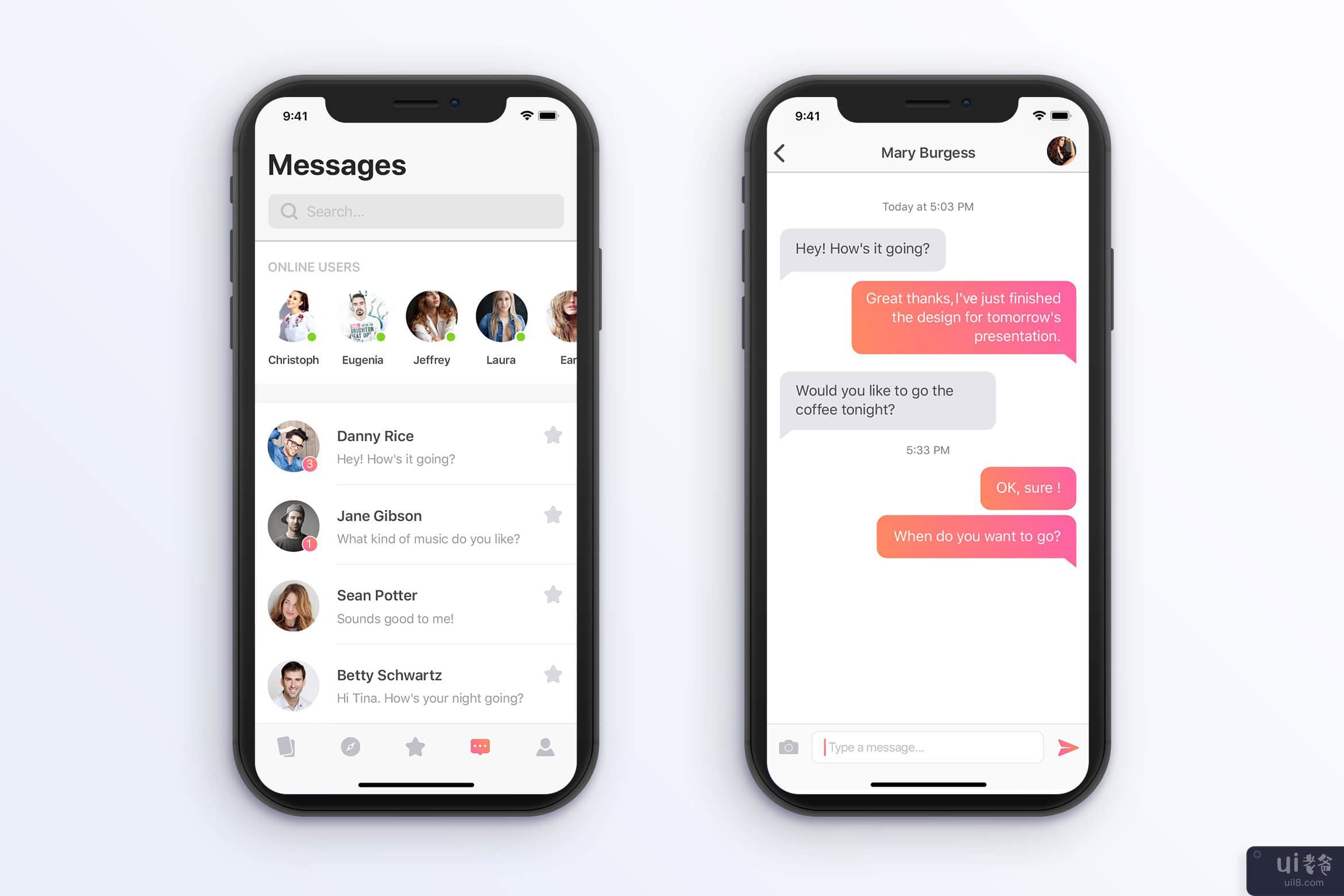 Iphone X 的聊天 UI 概念(Chat UI concept for Iphone X)插图
