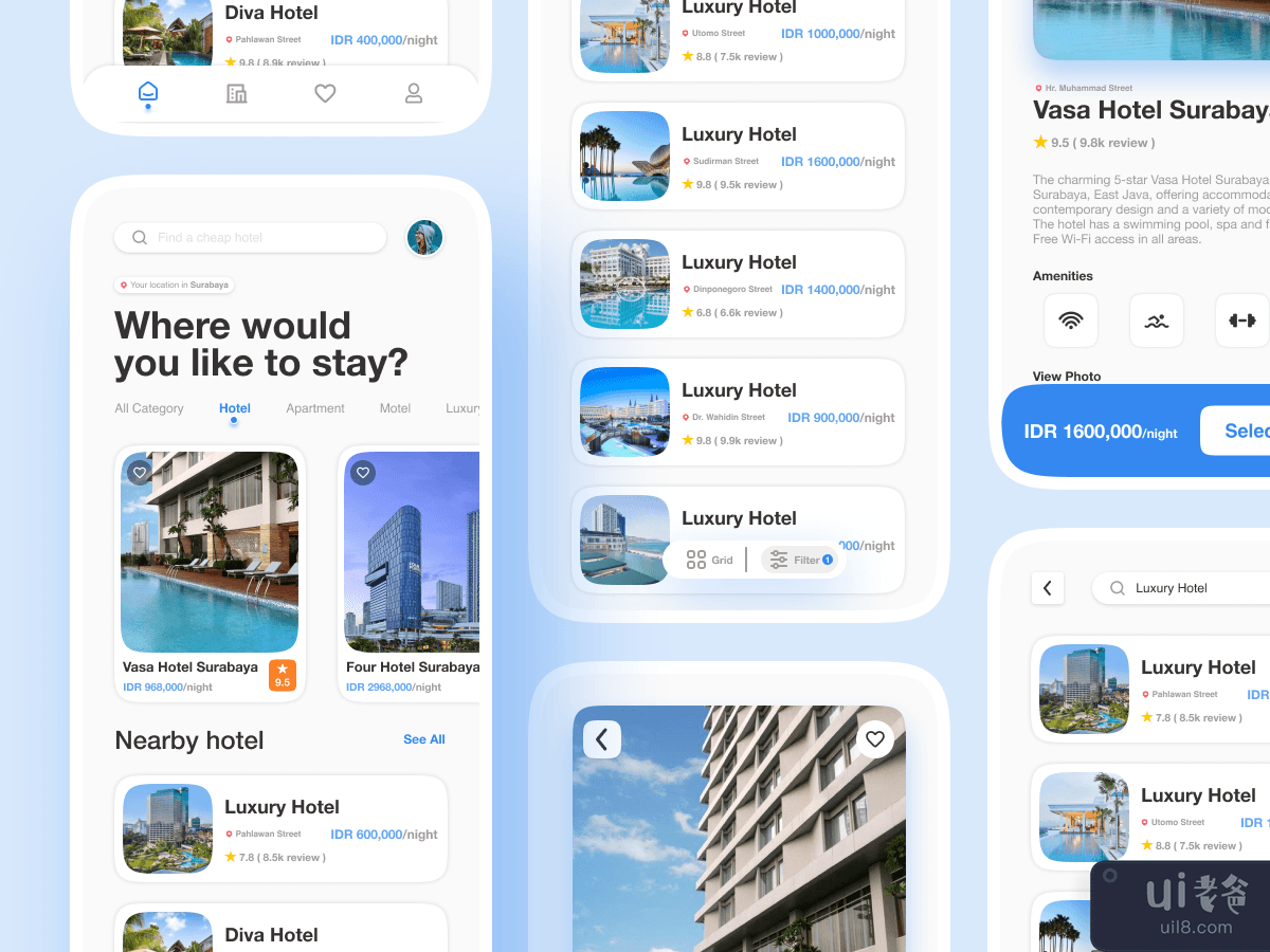 预订酒店 - UI Mobile(Booking Hotel - UI Mobile)插图