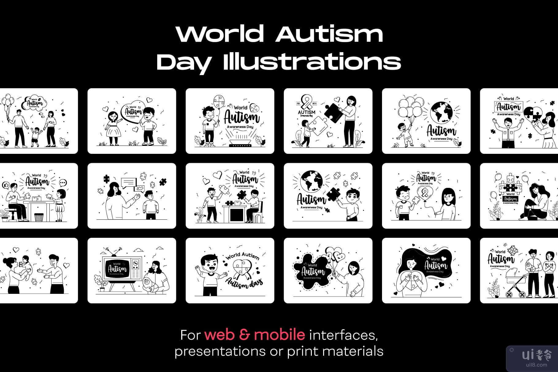 25 个世界自闭症日插图(25 World Autism Day Illustrations)插图6