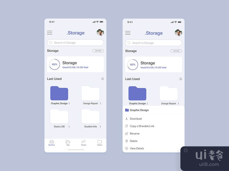 Cloud Drive Storage Mobile UI