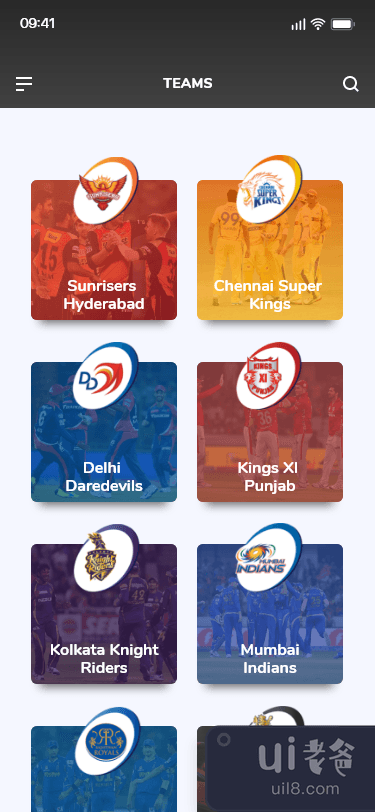 板球 IPL 应用程序 UI(Cricket IPL App UI)插图