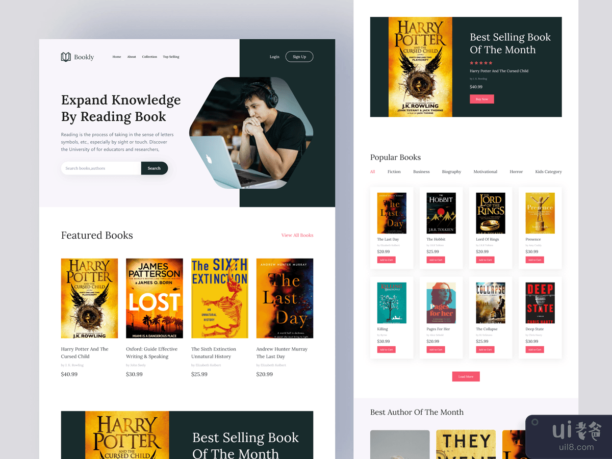 书店登陆页面设计(Book store Landing Page Design)插图2