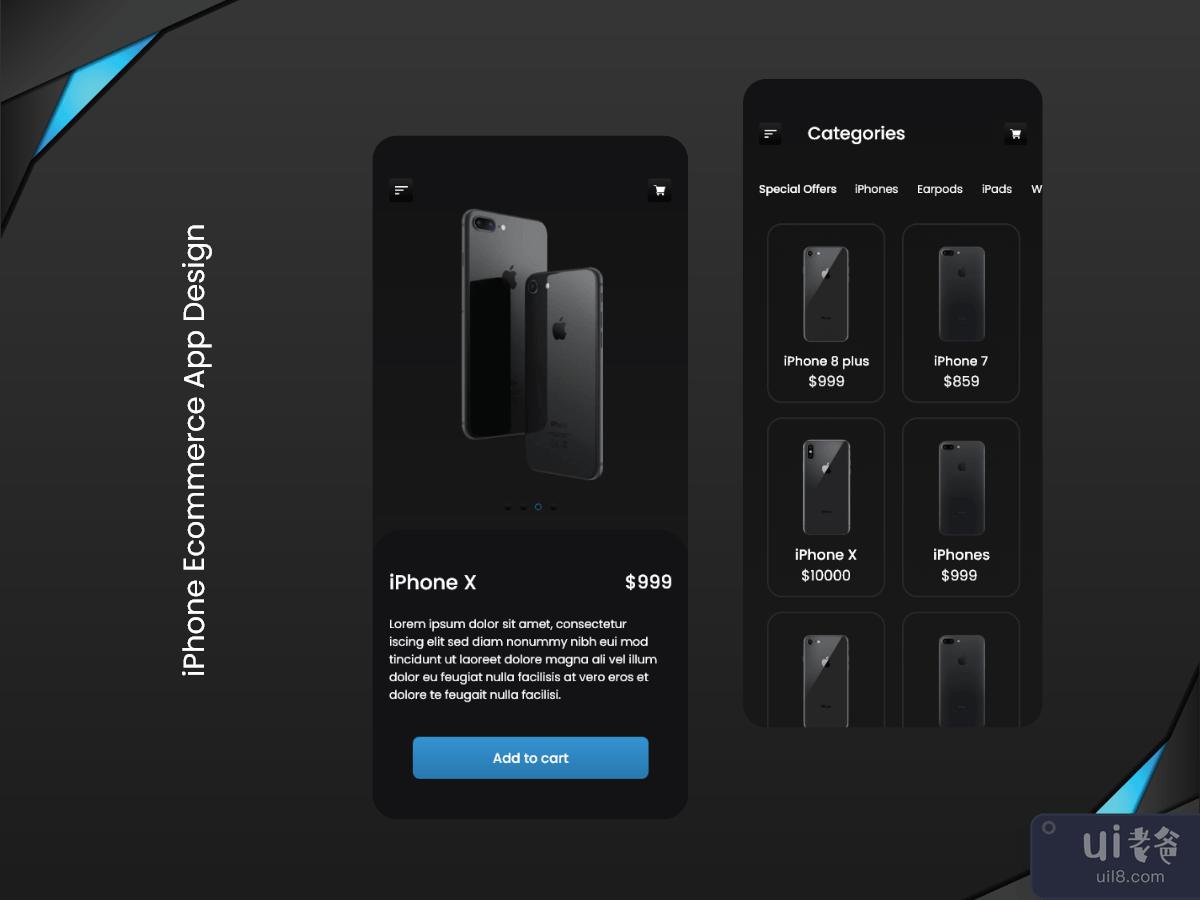 iphone Ecommerce app design 