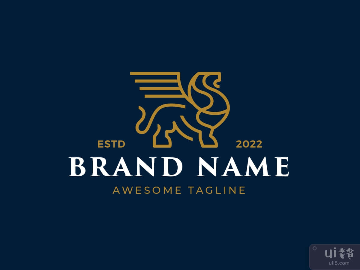 Luxury Winged Lion Monoline Logo