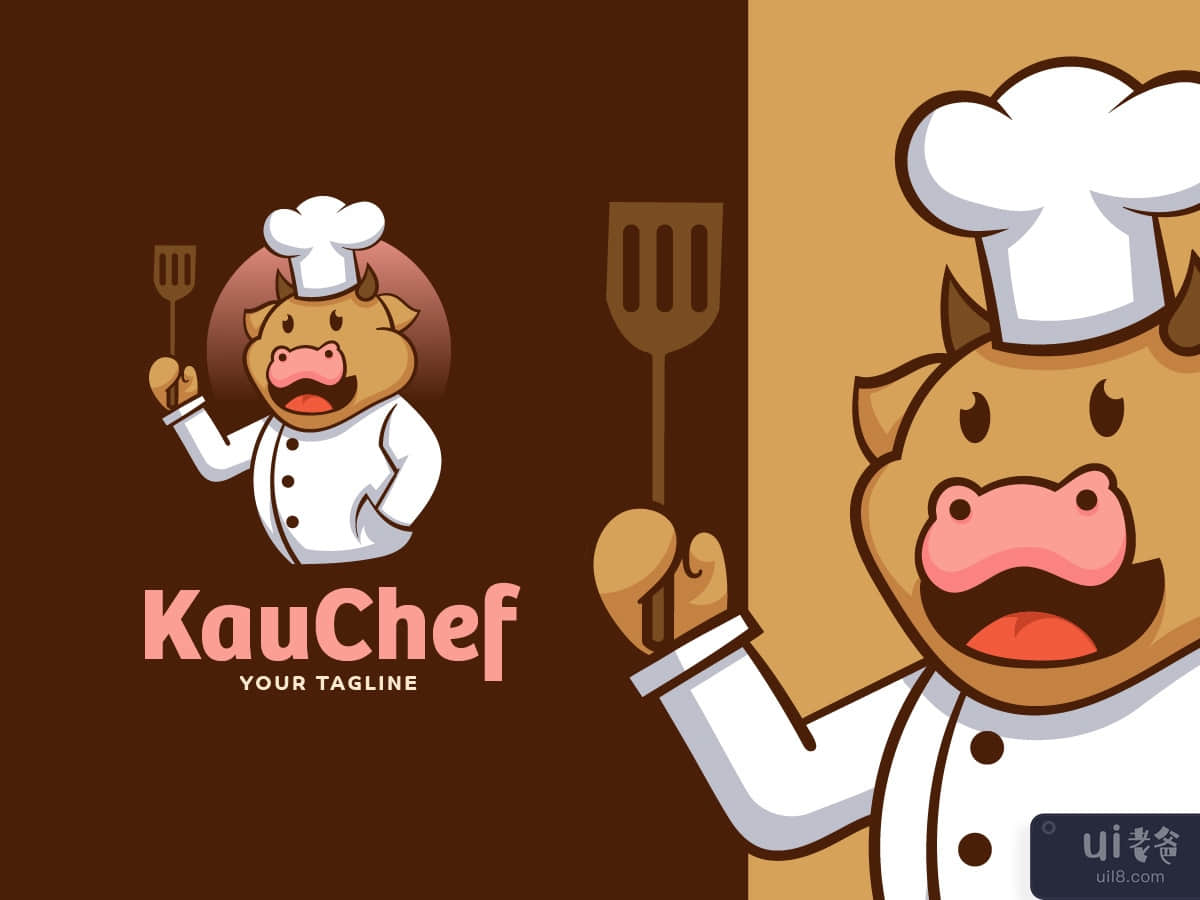 Cow Chef Mascot Logo Template