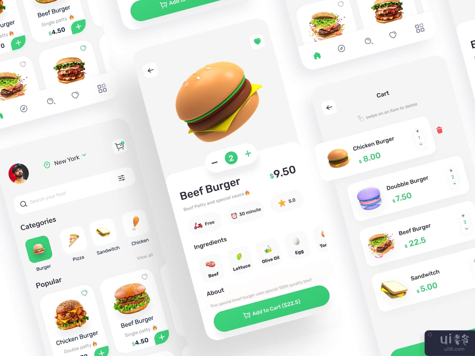 Food app UI kit template