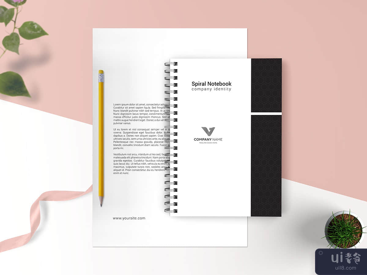 Notebook and Letterhead mockup