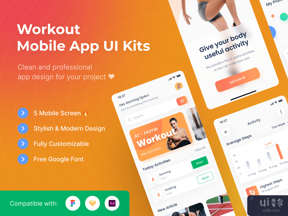 Workout Mobile App UI Kits