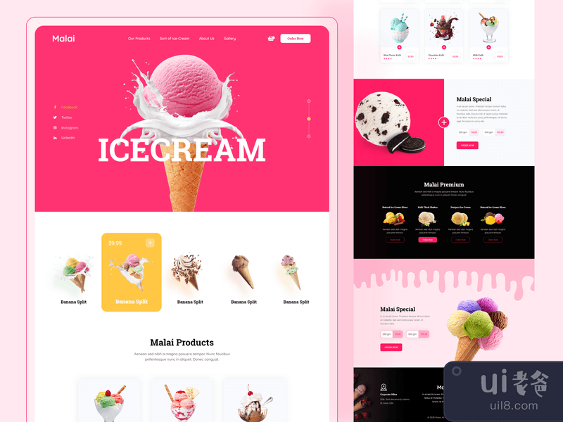 Malai - Ice Cream Shop Website Design