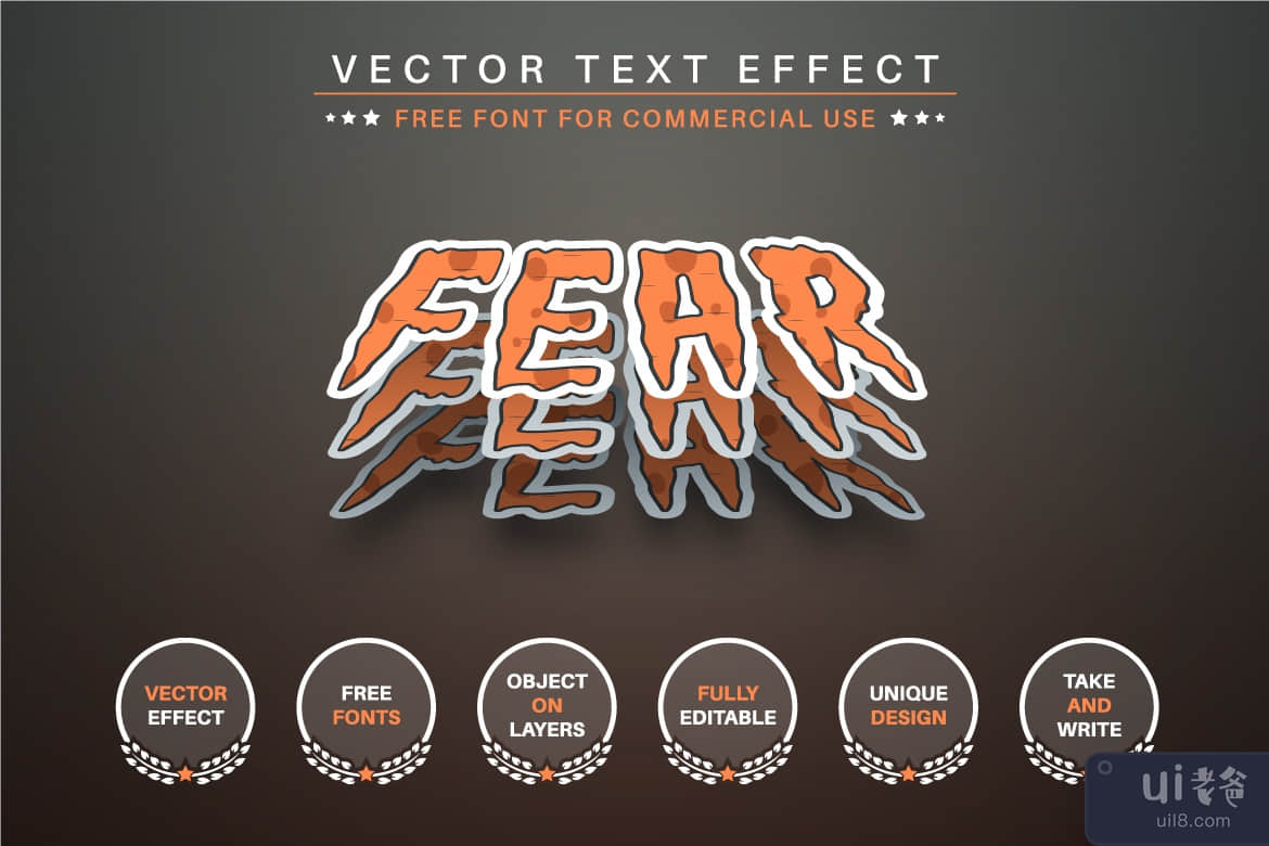 恐怖贴纸 - 可编辑的文字效果，字体样式(Horror Sticker - Editable Text Effect, Font Style)插图2