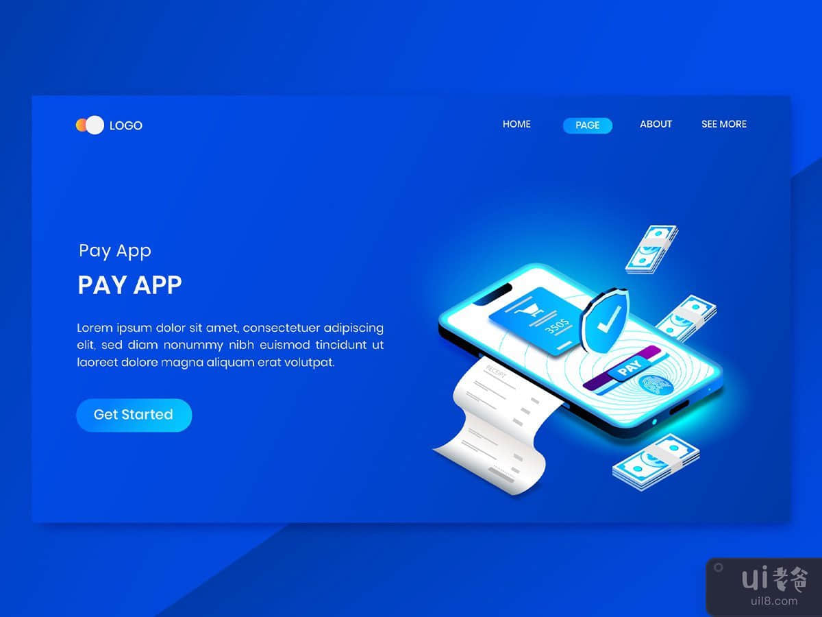 Security Payment App Isometric Concept Landing Page