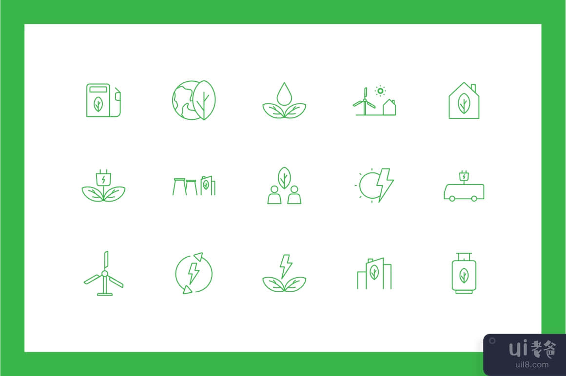 绿色能源图标集(Green Energy Icons Set)插图
