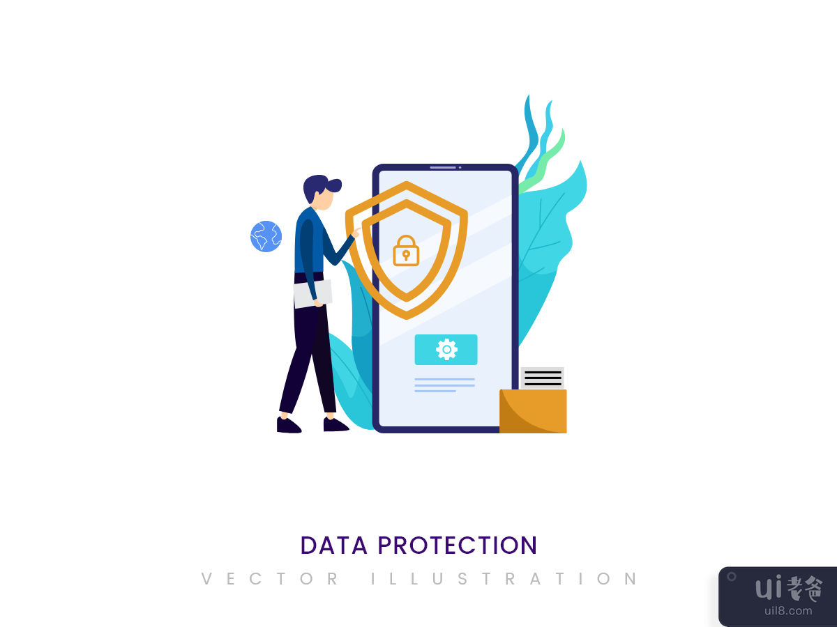 Data Protection vector illustration for landing page